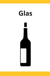 Plaatje van een wijnfles en het woord glas