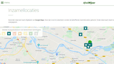 Kaart met locaties van de textielcontainers